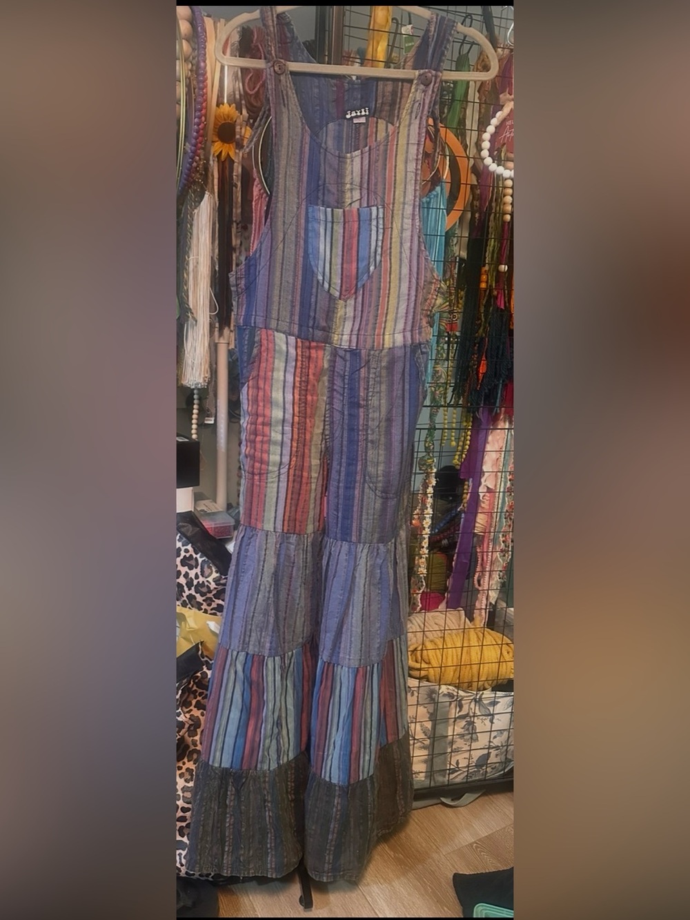 Jayli  Striped Women's Jumpsuit - Boho Tiered Wide Leg